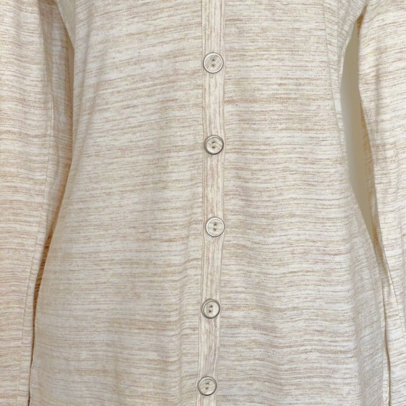 Isaac mizrahi Live Womens Blouse Size Small Beige Long Sleeve Button Space Dyed - Picture 5 of 12